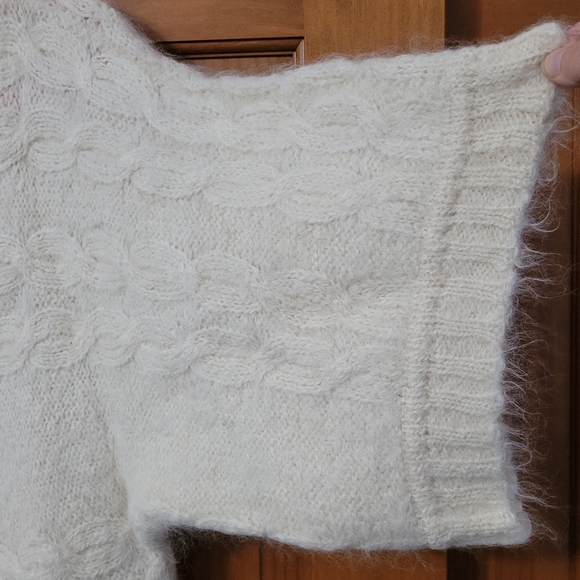 100% Peruvian Alpaca Sweater Cream Ivory Wide Sleeve Womens M ? Inca Fashions - Picture 3 of 6